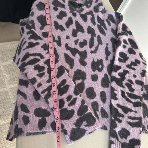 Skull Cashmere Carson Leopard Print Skull Back Hoodie Sweater Purple Black Sz.S - Picture 9 of 11